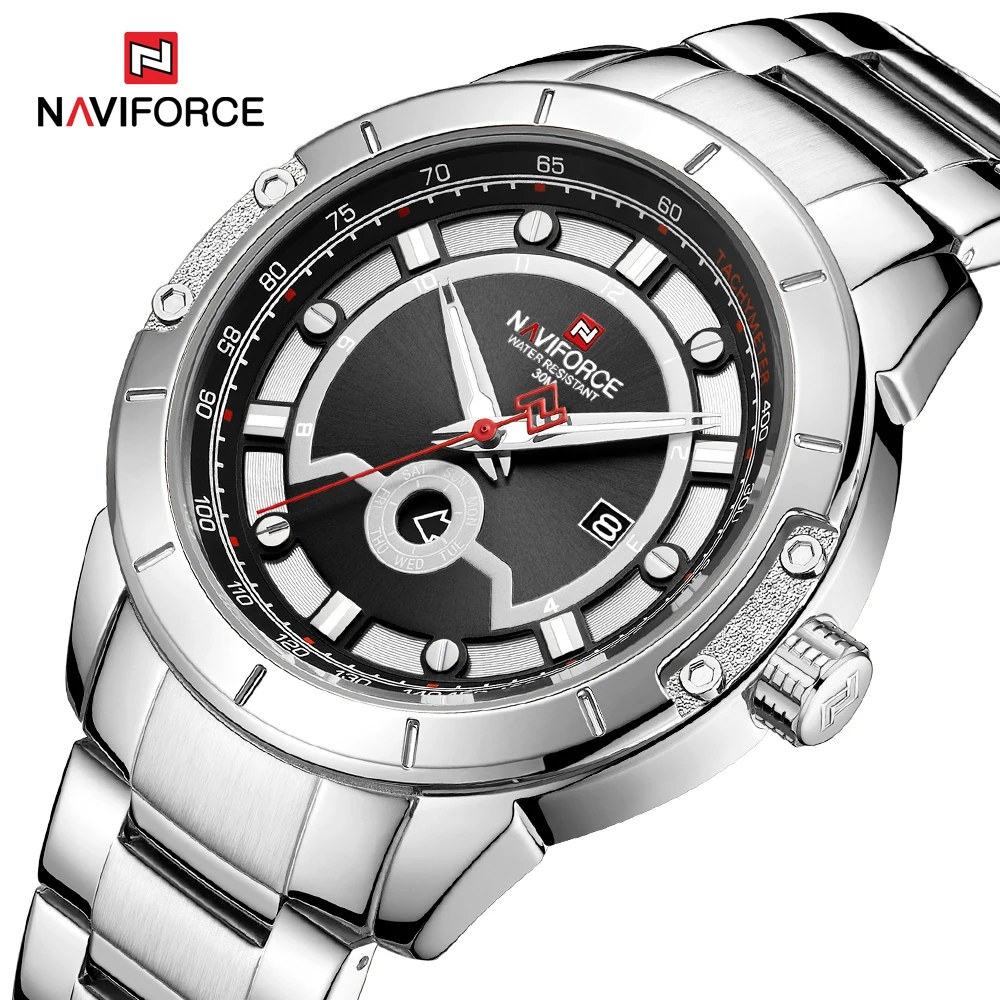 

NAVIFORCE Fashion High-end Mens Watches Waterproof Luminous Quartz Watch Business Men Full Steel Wristwatch relogio masculino