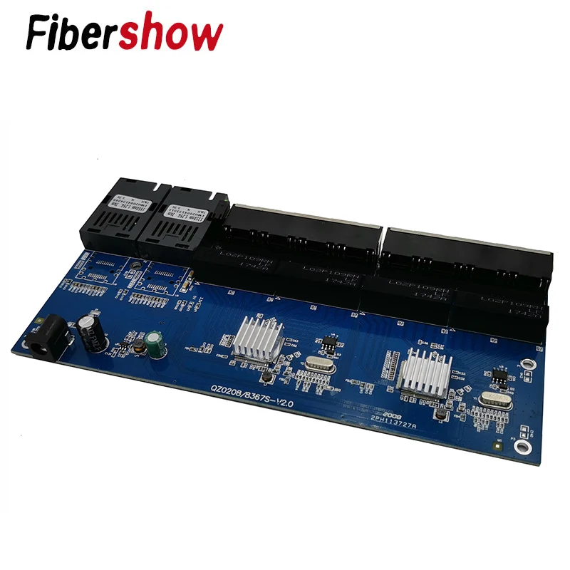 Медиа конвертер волоконно оптический порт Gigabit Ethernet коммутатор PCBA 8 RJ45 UTP 2 SC