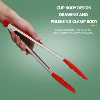 

Silicone BBQ Tongs Tips Kitchen Mini Tong Heat Resistant Steak Clip Cooking Tongs Steel Food Clamp Kitchenware Cook Utensils