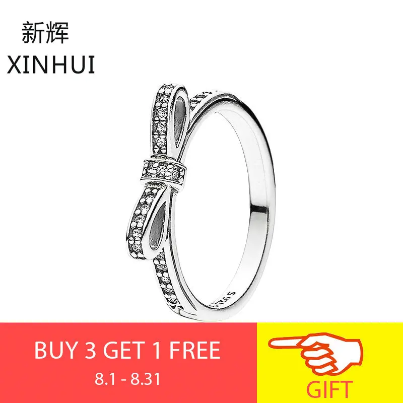 

Starland Fine Detail Authentic 925 Sterling Silver Sparkling Bow Knot Stackable Micro Pave CZ Rings for Women Wedding Jewelry