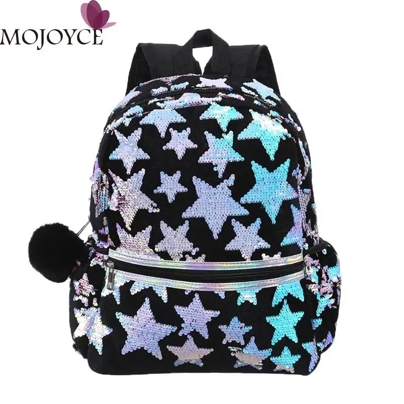 

Women Fashion Sequins Star Women Travel Backpacks Children Student Casual Shining Large Capacity Shoulder Schoolbags
