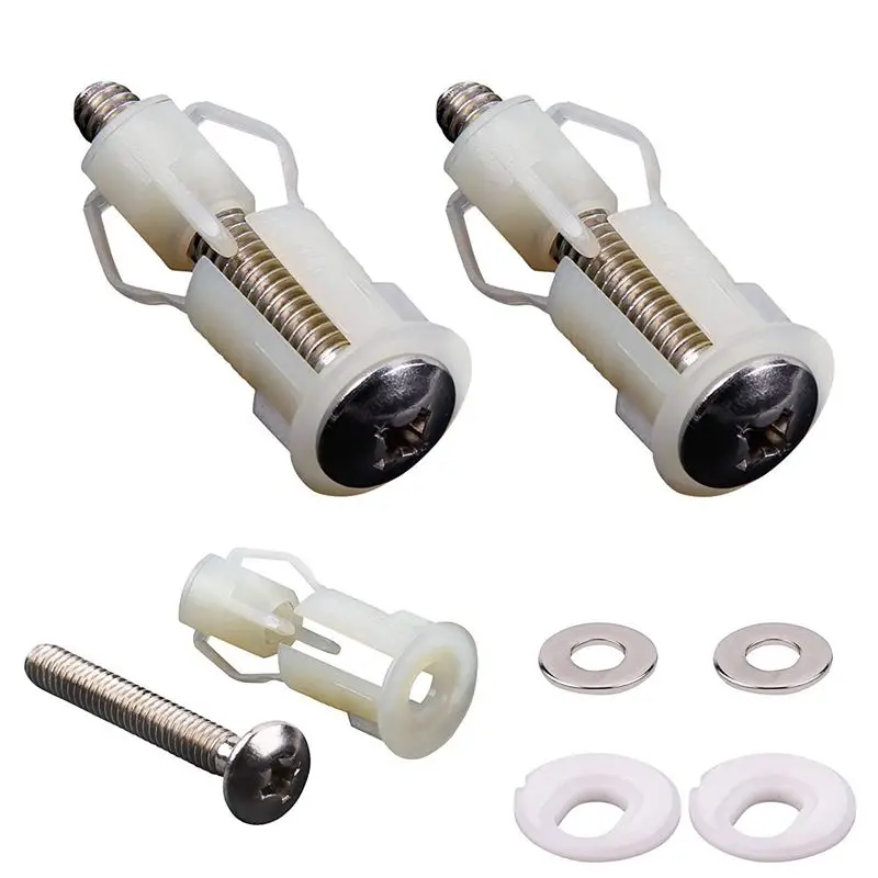 WSFS Hot Toilet Seat Hinges Screws WC Hole Fixing Easy Installation 2 Pack Universal Replacement Toilet Seat Hinge Set