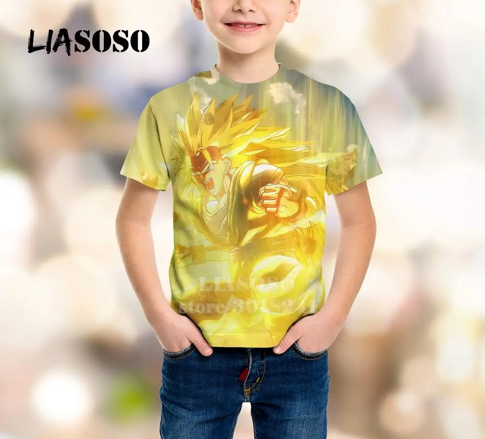 LIASOSO/свитер для детей-подростков с 3D-принтом «Жемчуг дракона»; футболка; детский топ для мальчиков и девочек; пуловер с круглым вырезом и короткими рукавами; B157-4 - Цвет: 3