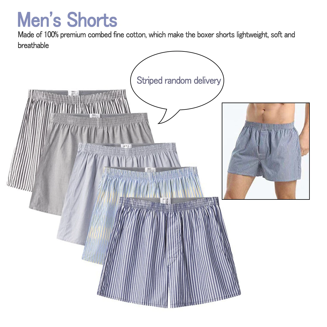 Мужское нижнее белье боксеры хлопковые шорты в повседневном стиле Нижнее Белье для сна качественная клетчатая свободная удобная домашняя одежда полосатые трусы со стрелками
