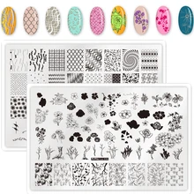 WAKEFULNESS Геометрическая сетка для дизайна ногтей штамповки пластины из нержавеющей стали цветы шаблон для ногтей Трафаретный Маникюр Штамп Инструменты