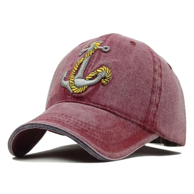 Помытая хлопковая Повседневная бейсбольная кепка с якорем Snapback шляпа для мужчин и женщин ретро летняя хип-хоп облегающая Кепка s бейсболка Hombre Bone - Цвет: 02