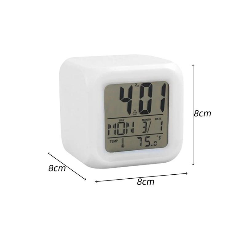 Цифровой Будильник часы с гигрометром электронный термометр время большой дисплей часы с подсветкой часы с календарем стол дисплей - Цвет: 1PC 7 color