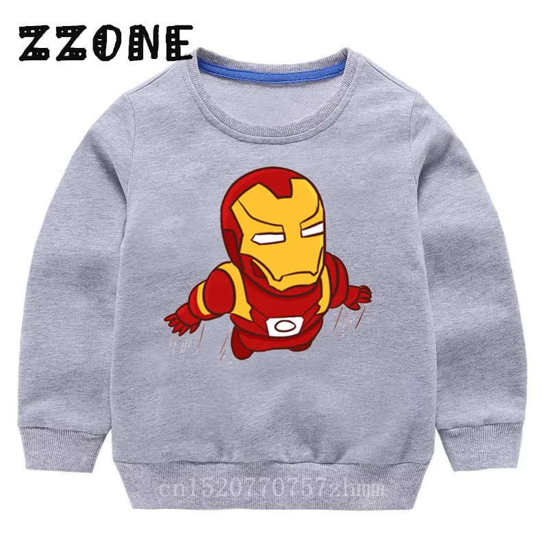 5279A-Gray Детские толстовки с капюшоном для детей с принтами "Marvel", "Мстители", из мультфильма "Железный человек" Толстовка для малышей, хлопковые пуловеры топы для девочек Осенняя Одежда для мальчиков, KYT5279 - Цвет: 5279A-Gray