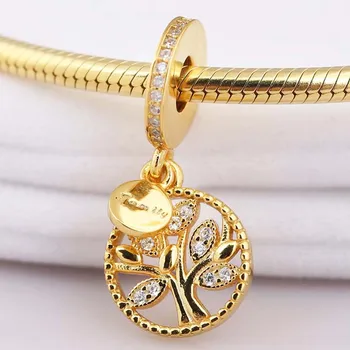 

Original Gold Color Shine Family Heritage Family Tree Pendant Beads Fit 925 Sterling Silver Charm Bracelet Diy Jewelry