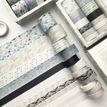 

12 pcs/pack Geometric Patterns Bullet Journal Washi Tape Set Adhesive Tape DIY Scrapbooking Stickers Label Masking tapes