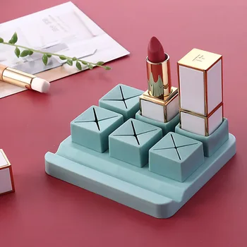 

Grid Silicone Lipstick Case Cosmetics Box Multi-Grid Display Stand Makeup Holder Home Organizer Makeup Organizer Container hot