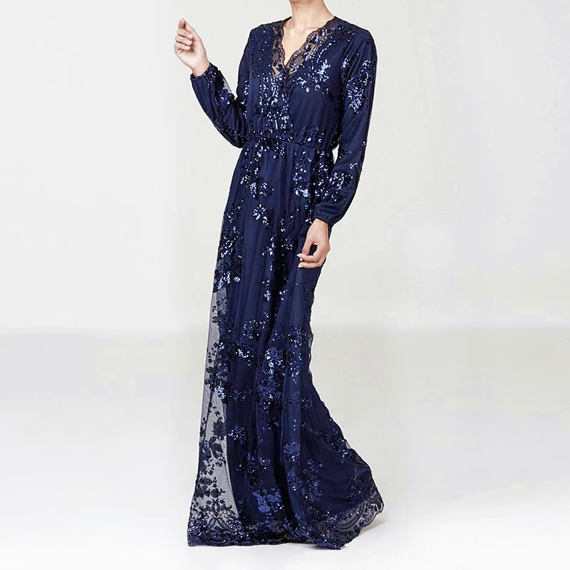 Арабское мусульманское платье с блестками абайя женское хиджаб халат Дубай