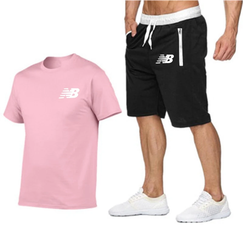 NB-Camiseta de algodón de alta calidad, conjunto deportivo para correr, Verano