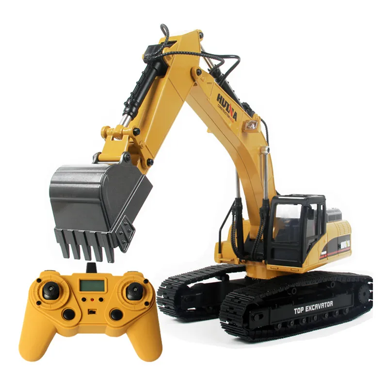 US $469.03 Rc Excavator Huina 580 Rc Car 23 Channel Remote Control Car Toys Styling Road Construction All Metal Autos Vehicle Model Toys