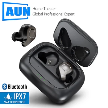 

AUN 20 Hours Play Time TWS Bluetooth 5.0 Earphone,3D Stereo Wireless Earphone Voice Control, Noise Cancelling Gaming Headset GYM