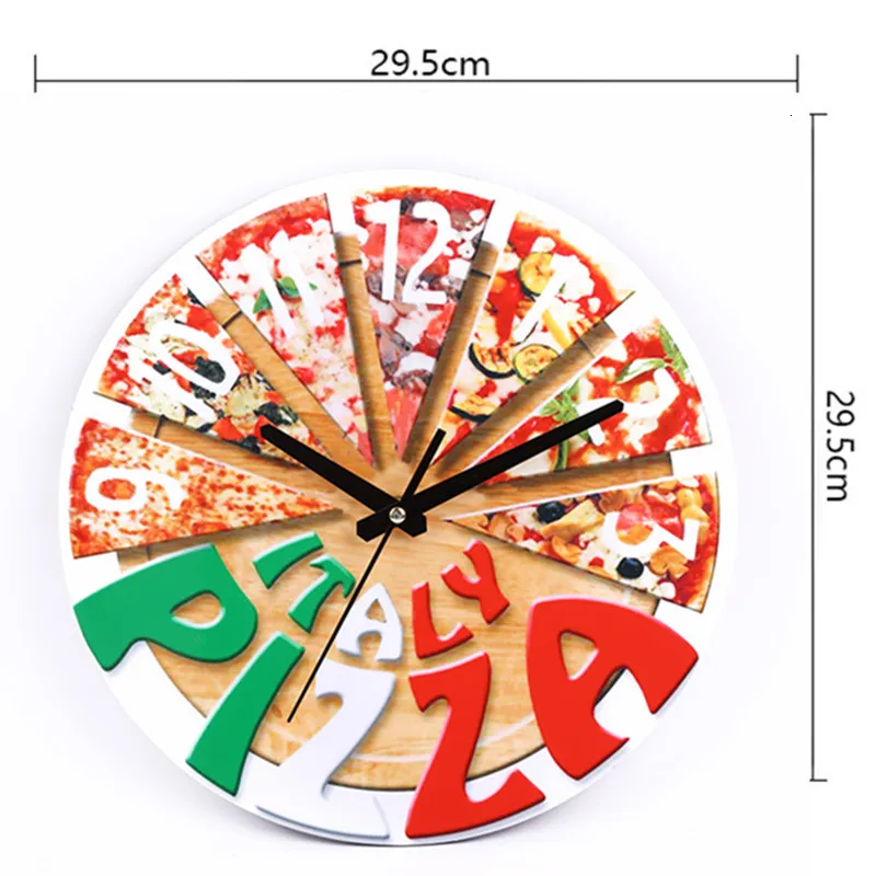 Оригинальные часы деревянные немой гостиной круглые Настенные часы кухня пицца Северная Европа часы и часы