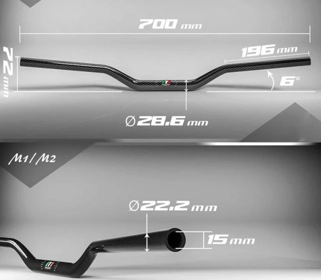 Руль из углеродного волокна универсальный для Honda Yamaha Kawasaki Suzuki