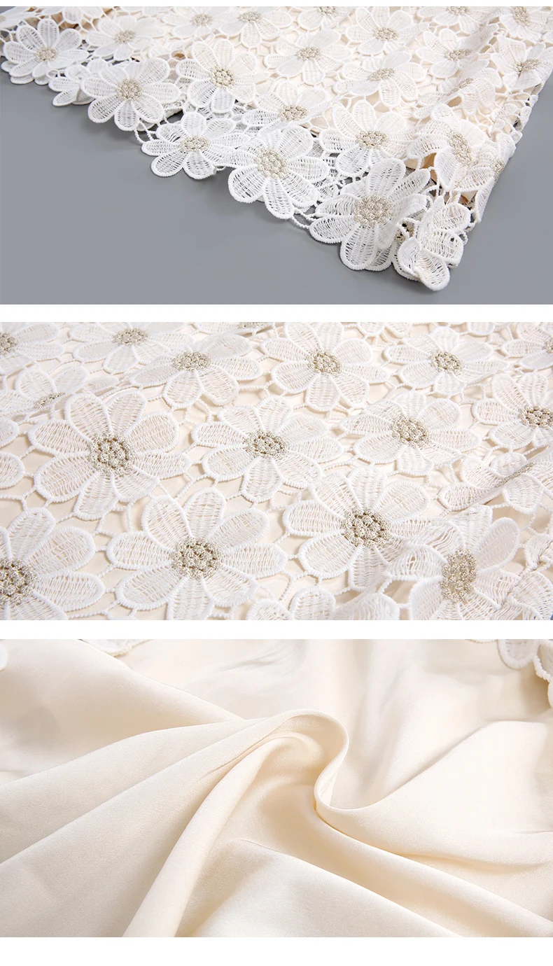 Women Lace Embroidery Dresses For Party 2021 Women'S Summer New Temperament Slim Round Neck High Waist Fashion Dress Office Lady