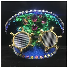 Мужской женский стимпанк подлинный модный зеленый шлем полиции с металлическими классами представление военная шляпа Детская атласная фуражка капитана