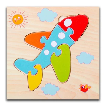 

Wooden Children's Cartoon Airplane Animal Traffic Three-dimensional Jigsaw Puzzle Baby Educational Force Jigsaw Puzzle Toy