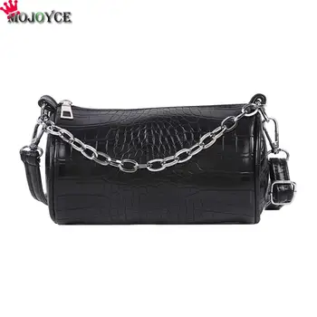 

Women Cylinder Shoulder Bag PU Leather Ladies Chain Small Stone Pattern Handbag for Outdoor Shopping Traveling Suppy