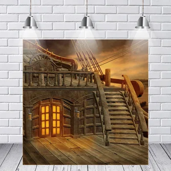 

Vinyl Cloth Print Photography Backdrop Cartoon Pirate Ship Newborn Children Photography Background Backdrop for Photo Studio