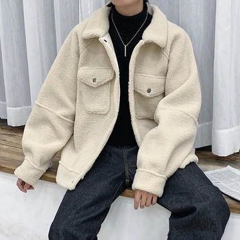 

Winter New Thickening Lamb Hair Jacket Parka Men Men's Fashion Solid Color Casual Coat Man Streetwear Cotton Jacket Male Clothes