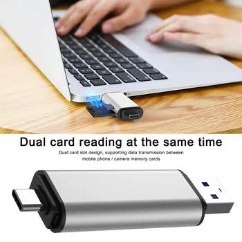 

2 in 1 Card Reader Mini Type C to USB 3.0 Card Reader for Laptop Phone SD TF High Card Reader Speed Home Durable