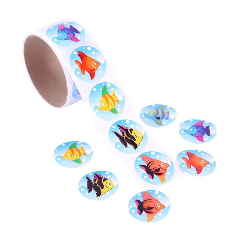 100pcs/3.8cm Reward Stickers Roll Kids Tape Scrapbooking Star 3D Cartoon Marine Animal Planet Characters Funny Toys for Children |