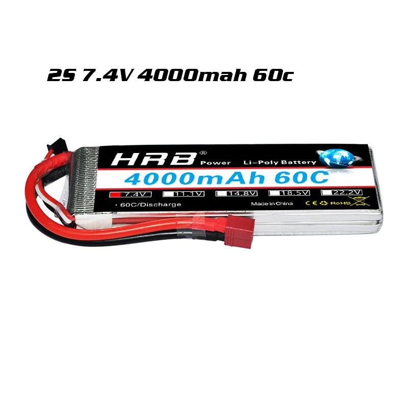 HRB RC Lipo батарея 2S 7,4 v 5000mah 6000mah 3300mah 2200mah 2700mah 2600mah 1800mah 4200mah 22000mah батарея для радиоуправляемого дрона - Цвет: 4000mah