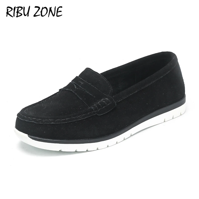 RIBU ZONE/ г.; замшевая обувь из коровьей кожи; женские лоферы без шнуровки; повседневная обувь из натуральной кожи; zapatos de mujer
