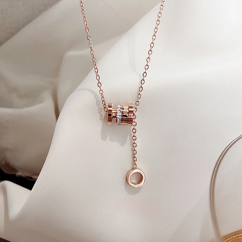 Женское Ожерелье из нержавеющей стали с кристаллами и римскими цифрами женское