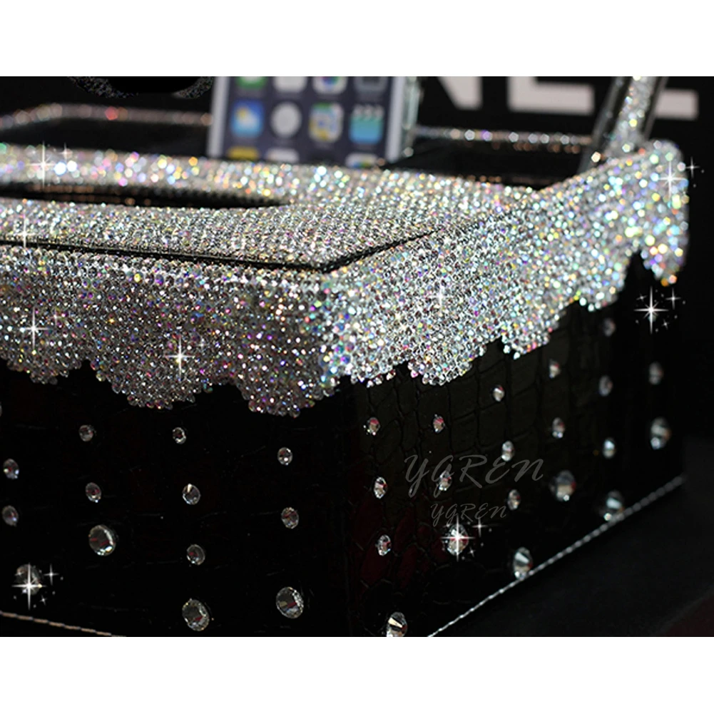 1 шт. из искусственной кожи держатель для салфеток, Bling Crystal прямоугольный держатель для салфеток насос