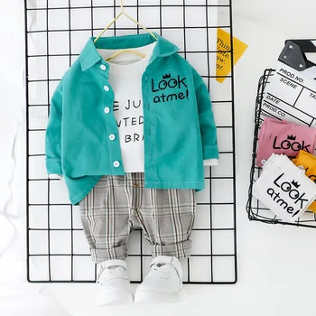 

Spring Cotton Boys Outfits Toddler Long Sleeve Shirt+Plaid Trousers 2pcs Baby Suit Fashion Casual Newborn Baby Boy Clothes Set