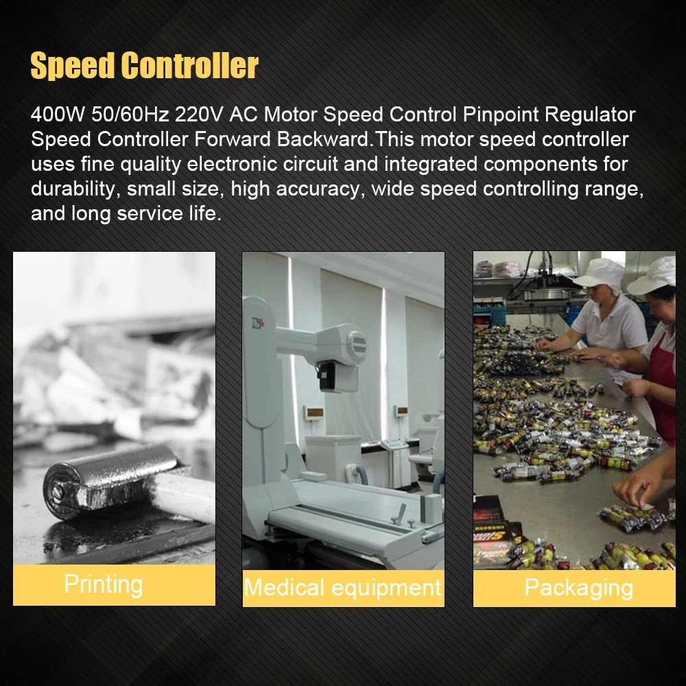 

Hot 220V AC Motor Speed Control 400W 50/60Hz Motor Speed Pinpoint Regulator Speed Controller Forward Backward