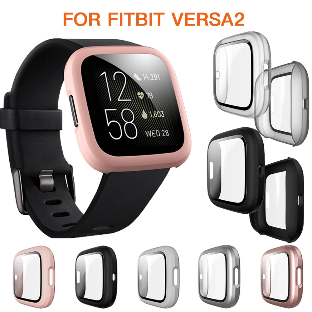 

Protective Case For Fitbit Versa 2 Plating Protector Cover Glass Screen Protectors For Fitbit Versa2 PC Full Coverage Case Shell