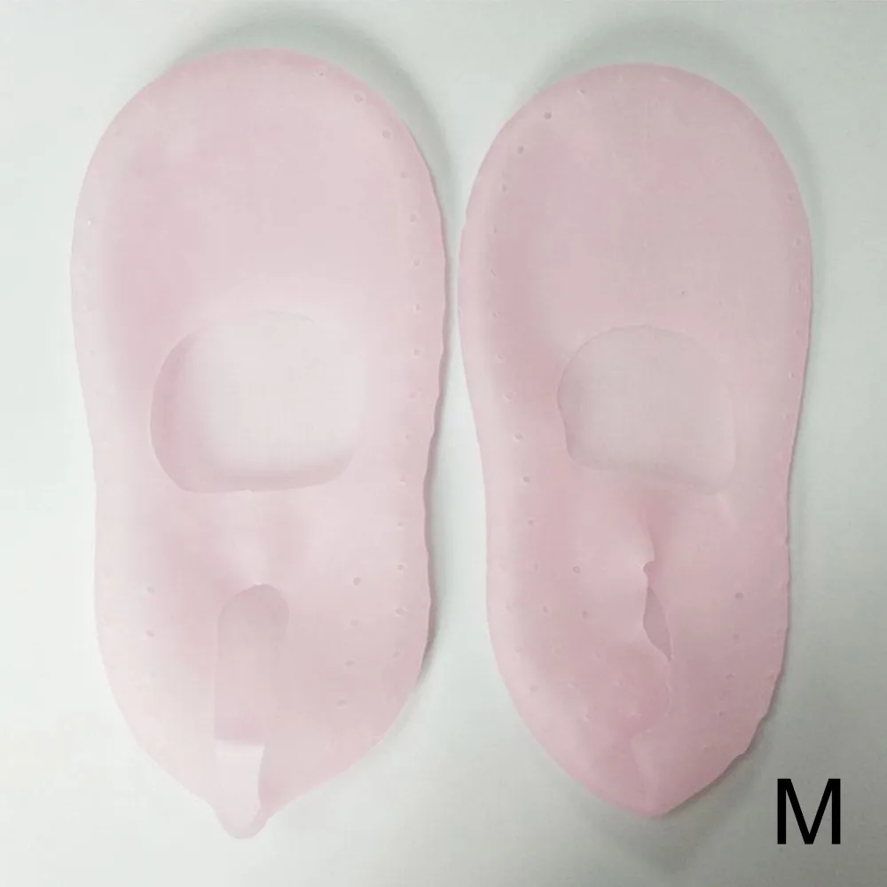 Pink M Носки с гелевой подошвой, силиконовый инструмент для ухода за ногами, увлажняющий, для удаления омертвевшей кожи, носки для ухода за ногами, инструмент для предотвращения трещин, облегчение боли, Защита ног - Цвет: Pink M