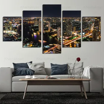 

Five-Piece Art Painting Beautiful City Night View Series Decorative Painting Living Room Canvas Painting Home Decoration Wall