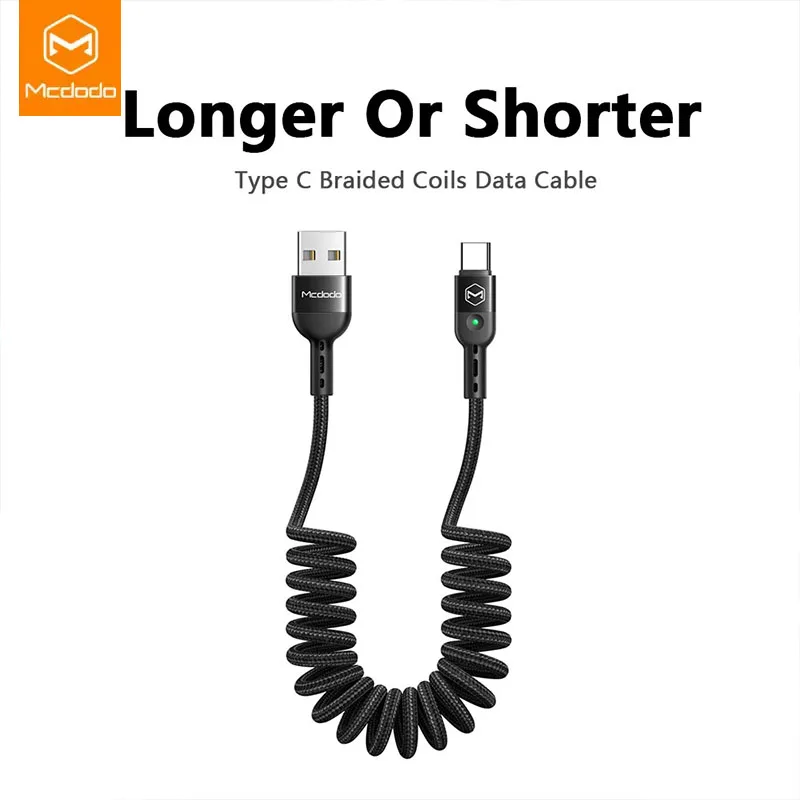 

Mcdodo 1.8M Spring Extension Landline USB Type C Cable for Samsung Huawei P30 Pro Xiaomi Phone QC4.0 Fast Charger USB Data Cable