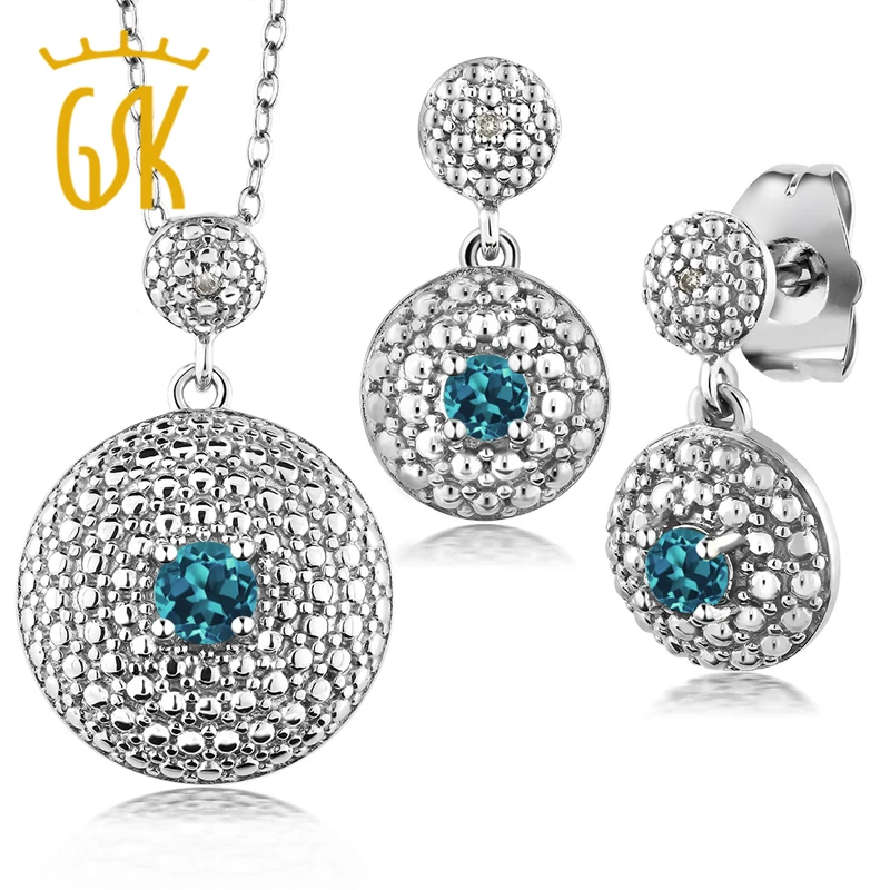 GemStoneKing серьги с родиевым покрытием 0 58 карат натуральный Лондон Голубой топаз