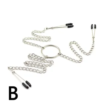 Bondage Metal Nipple Clamp With Metal Chain Fetish Breast Labia Clips Stimulation Massager BDSM Torture Adult Games Sex Players 3