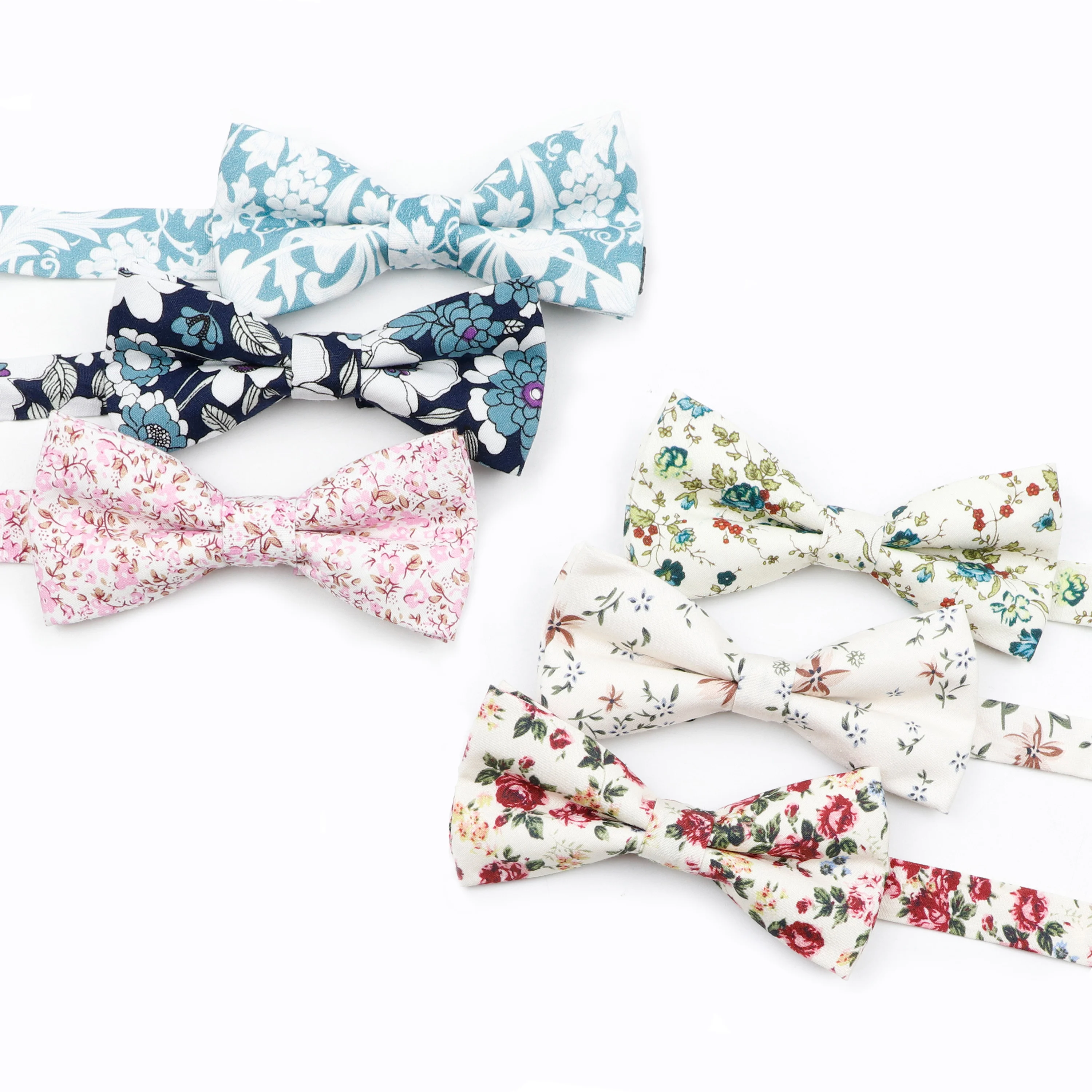 Floral Bow Tie Cotton Neckties For Men Wedding Party Colorful Butterfly Bowtie A 