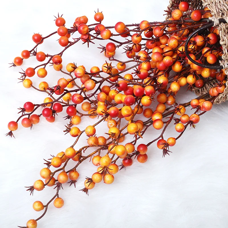 

Pomegranate fruit Artificial Flowers twigs of 3 crotches Fake Flower for Home Wedding Decoration Indoor