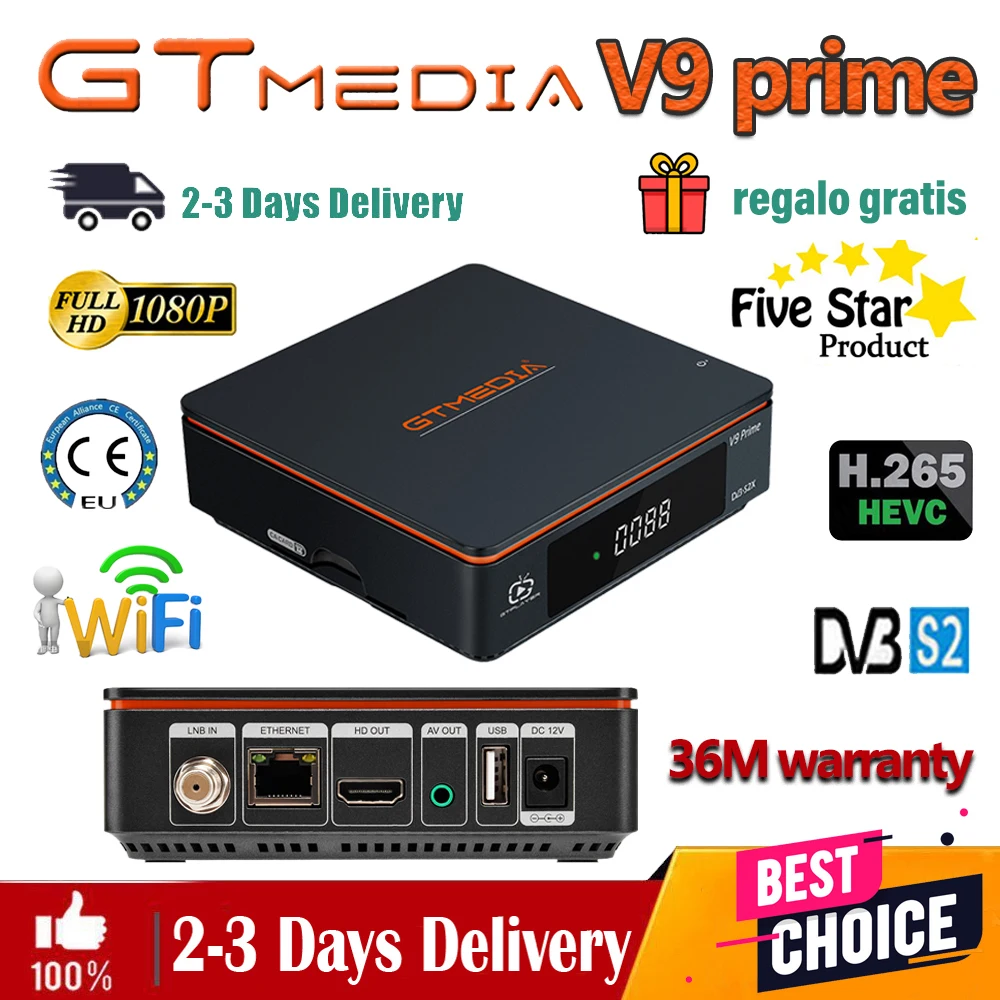 H.265 gtmedia V9 prime Спутниковый Ресивер FTA Встроенный Wi-Fi Улучшенный супер мощный от V8X