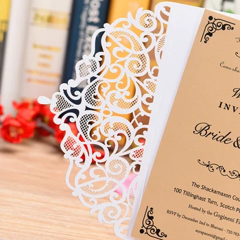 

New 10pcs Invitation Cards Wedding Invitation Blank Inner Sheet Pearl Paper Floral Wedding Cards for Wedding Birthday Party Supp