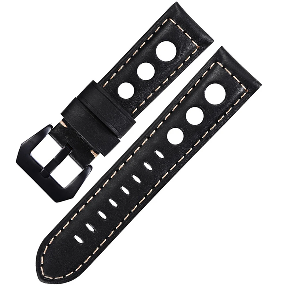 Premium Calfskin Leather Breathable Watch Strap Bracelet - High Quality, Multiple Sizes Available