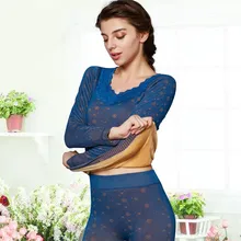 Зимнее нижнее белье для коррекции фигуры с кружевами и бархатной подкладкой, супер мягкое термобелье, женское модное термобелье