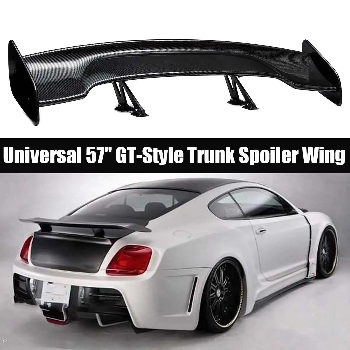 

57'' Carbon Fiber Style Car Rear Trunk Spoiler Adjustable Wide GT-Style Wing for BMW for Honda for Civic for Hyundai Universal