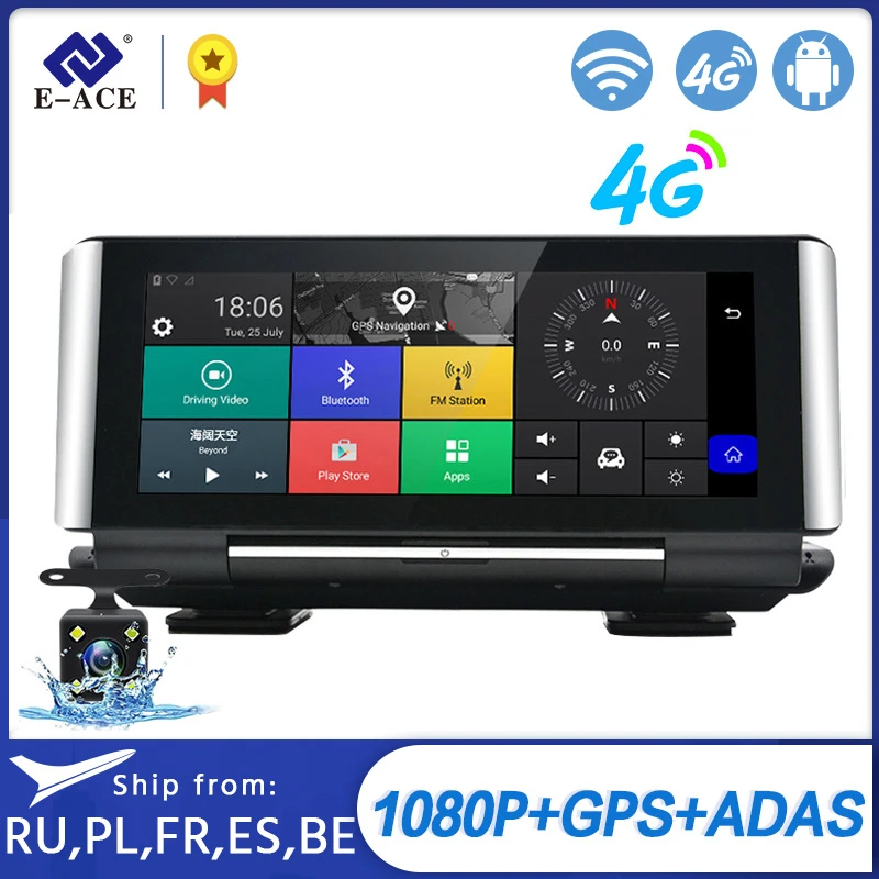 Автомобильный видеорегистратор с GPS Android 5 1 4G 7 " Wi Fi FHD 1080P ADAS для