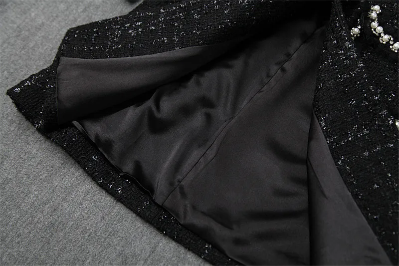 Дизайнерская зимняя женская куртка для подиума, новинка, модные твидовые шерстяные куртки и пальто с длинным рукавом и бусинами, шерстяная верхняя одежда